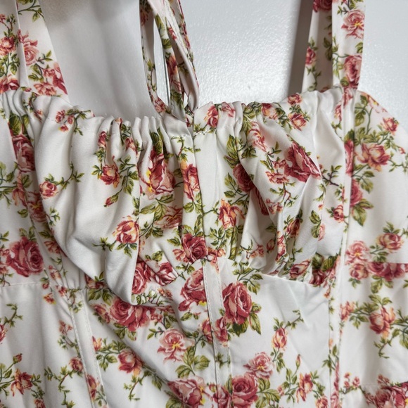 Commense Rosebud Floral Midi Sundress White Pink Slit Corset Small NWT - Picture 12 of 15